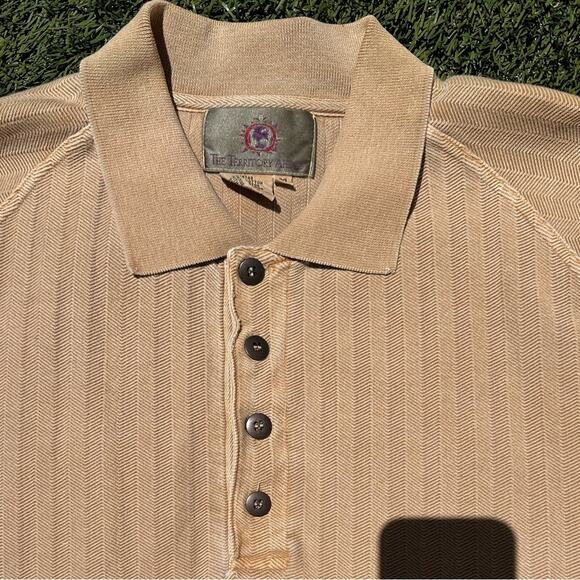 Vintage Territory Ahead Heavyweight Herringbone Textured Short Sleeve Polo Shirt - Picture 2 of 9